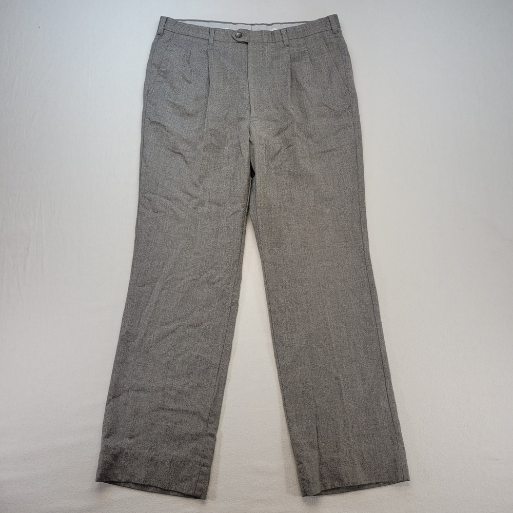 Strathmore Dress Pants Mens 36x29 Gray Pleated‎ 100% Pure Wool Made in USA